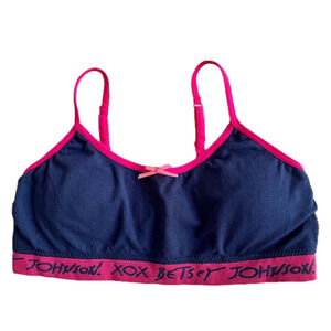 Betsey Johnson XS Bralette. Neon pink & navy blue with removable pads. Betsy
